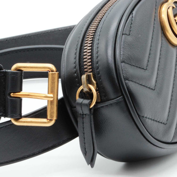 Gucci GG Marmont Leather Black Belt Bag