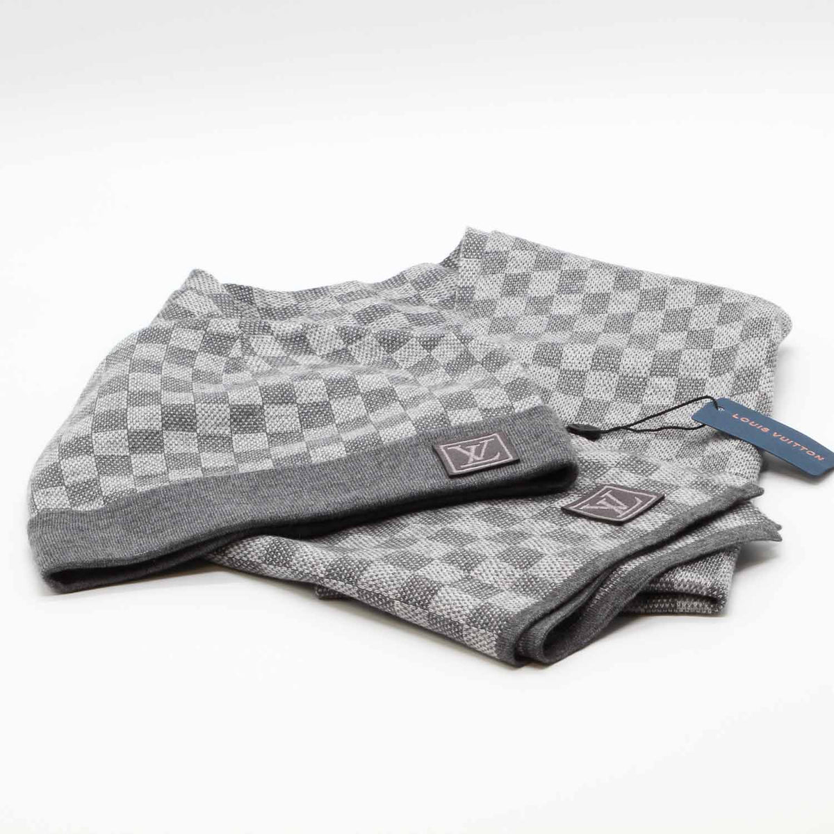 Lv Neo Louis Vuitton Damier Scarf And Hat Grey Lv Beanie Lv Scarf