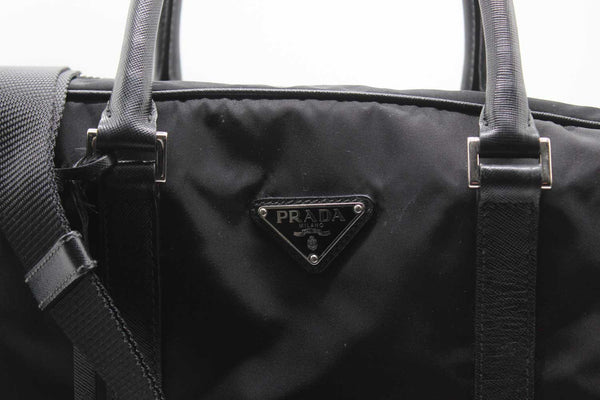 Prada Saffiano Nylon Briefcase Nero