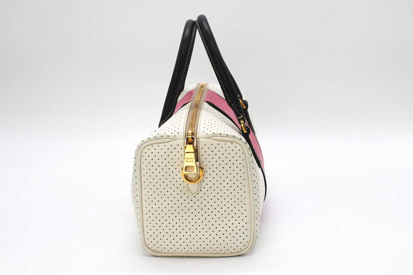 Prada Saffiano Perforated Striped Shoulder Bag