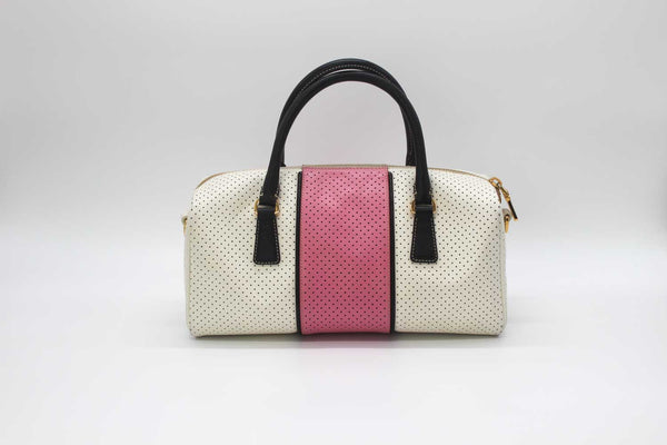 Prada Saffiano Perforated Striped Shoulder Bag