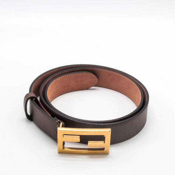 Fendi leather belt with FF buckle